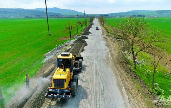 Yevlax-Zaqatala yolunun bir hissəsi yenidən qurulur - FOTO/VİDEO