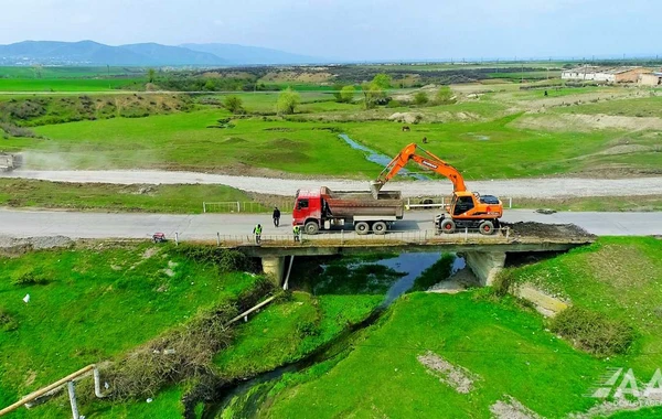Yevlax-Zaqatala yolunun bir hissəsi yenidən qurulur - FOTO/VİDEO