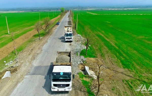 Yevlax-Zaqatala yolunun bir hissəsi yenidən qurulur - FOTO/VİDEO