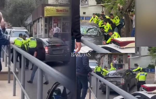 Bakıda sürücü "Prius"u polislərin üstünə sürdü, maşınları əzdi - VİDEO - YENİLƏNİB