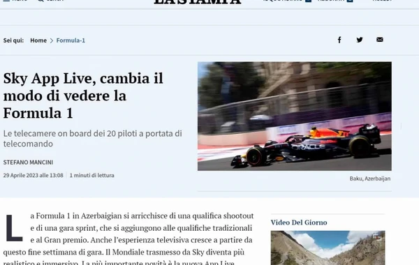 İtaliya mətbuatı "Formula 1" Azərbaycan Qran-prisini geniş işıqlandırıb - FOTO
