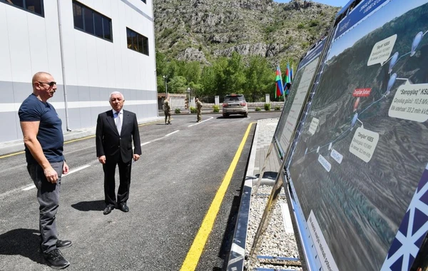 Prezident “Azərenerji” ASC-nin Zəngilanda “Sarıqışlaq” Su Elektrik Stansiyasında tikinti işlərinin gedişi ilə tanış olub - FOTO