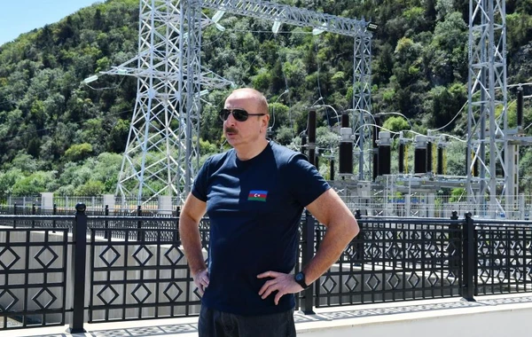 Prezident “Azərenerji” ASC-nin Zəngilanda “Sarıqışlaq” Su Elektrik Stansiyasında tikinti işlərinin gedişi ilə tanış olub - FOTO
