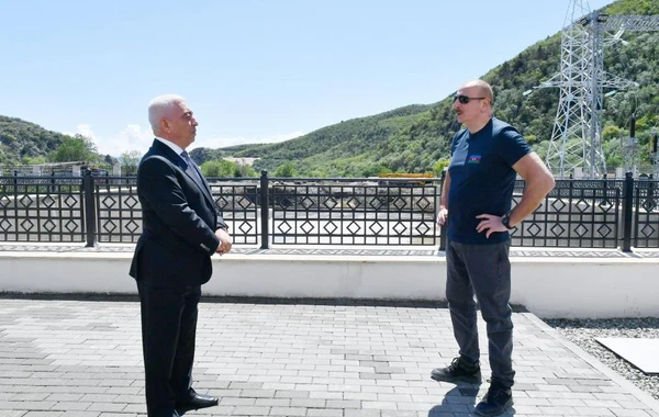 Prezident “Azərenerji” ASC-nin Zəngilanda “Sarıqışlaq” Su Elektrik Stansiyasında tikinti işlərinin gedişi ilə tanış olub - FOTO