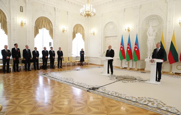 Президенты Азербайджана и Литвы выступили с заявлениями для прессы - ОБНОВЛЕНО + ФОТО
