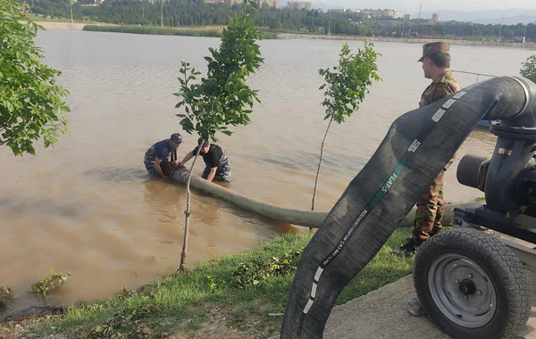 Gəncədə süni göldə suyun səviyyəsi yenidən artıb - FOTO