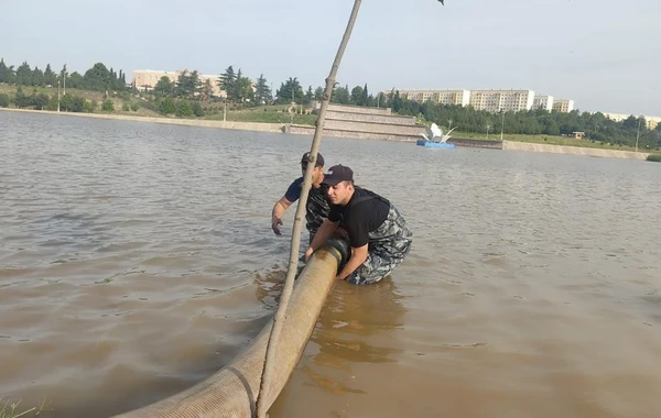 Gəncədə süni göldə suyun səviyyəsi yenidən artıb - FOTO