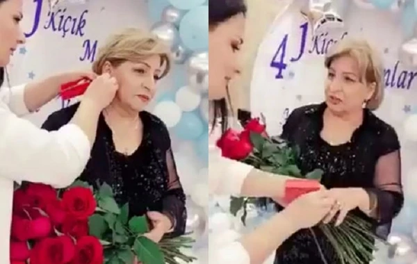 Xırdalanda müəllimə taxılan qızıl sırğalar gündəm oldu: Hədiyyə, yoxsa “şirinlik”? - İDDİA + VİDEO
