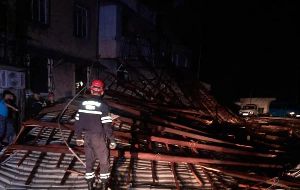Güclü külək dam örtüklərini uçurdu, irigövdəli ağacı aşırıb yolları bağladı - FOTO/VİDEO