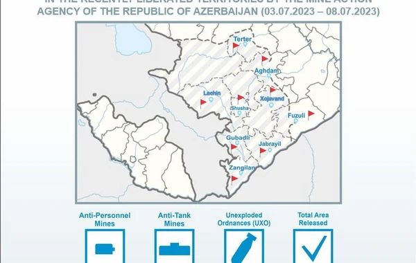 Azad edilmiş ərazilərdə ötən həftə aşkarlanan minaların sayı açıqlanıb