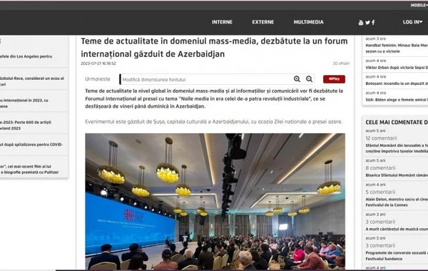 Rumıniya mətbuatı Şuşada keçirilən Qlobal Media Forumundan yazıb - FOTO