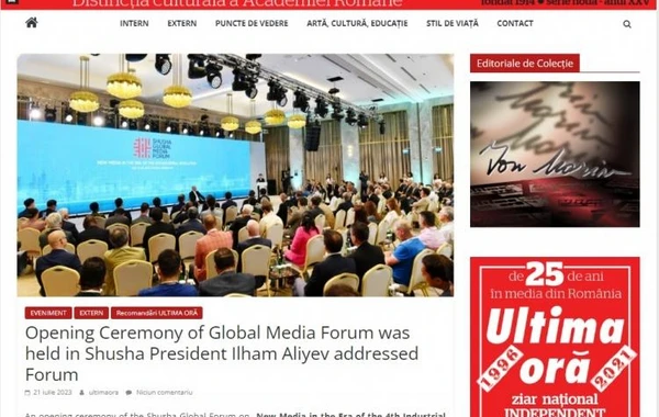 Rumıniya mətbuatı Şuşada keçirilən Qlobal Media Forumundan yazıb - FOTO