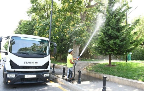 Paytaxt parklarında təmizlik-dezinfeksiya tədbirləri görülüb - FOTO