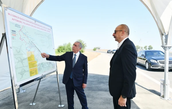 Президент принял участие в открытии участка Гянджа-Газахбейли автодороги Баку-Газах-госграница с Грузией - ФОТО