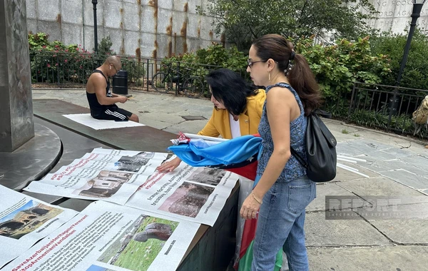 Azərbaycan icması BMT-nin mənzil-qərargahı önündəki aksiya keçirib, erməni təxribatçı həbs edilib - FOTO