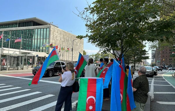 Azərbaycan icması BMT-nin mənzil-qərargahı önündəki aksiya keçirib, erməni təxribatçı həbs edilib - FOTO