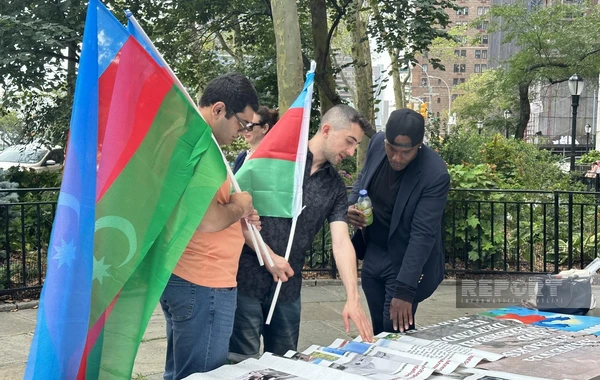 Azərbaycan icması BMT-nin mənzil-qərargahı önündəki aksiya keçirib, erməni təxribatçı həbs edilib - FOTO