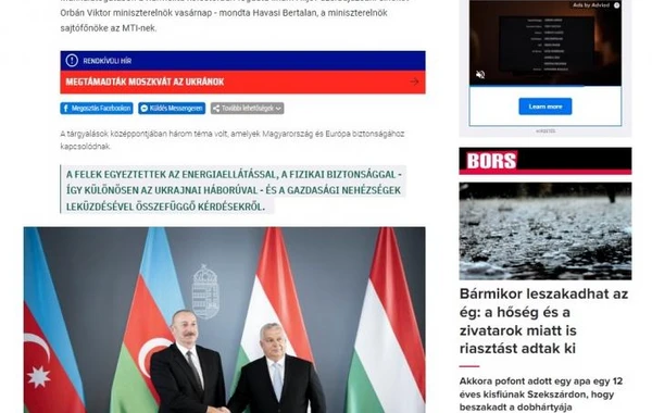 Prezident İlham Əliyevin Budapeştə səfəri Macarıstan KİV-lərində geniş işıqlandırılıb - FOTO