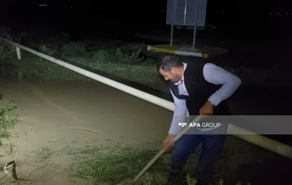 Goranboya güclü yağışdan sonra sel gəlib - FOTO