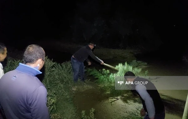 Goranboya güclü yağışdan sonra sel gəlib - FOTO