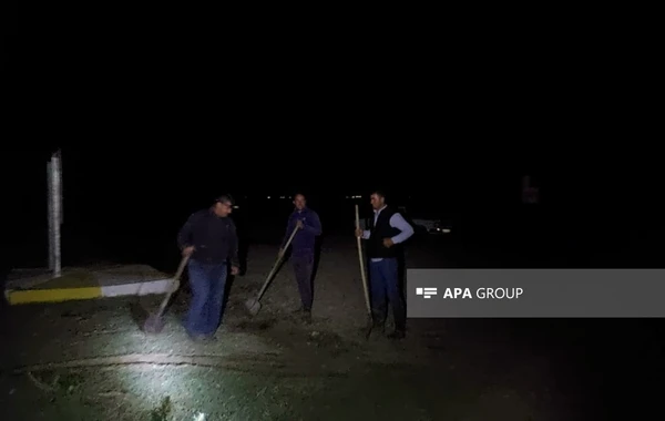 Goranboya güclü yağışdan sonra sel gəlib - FOTO
