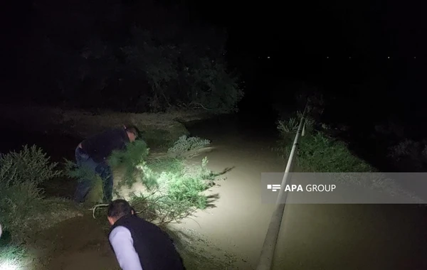 Goranboya güclü yağışdan sonra sel gəlib - FOTO