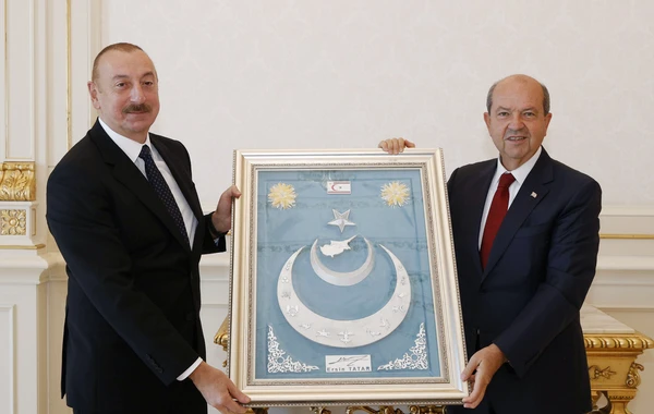 Prezident İlham Əliyev Şimali Kiprin Prezidentini qəbul edib - FOTO
