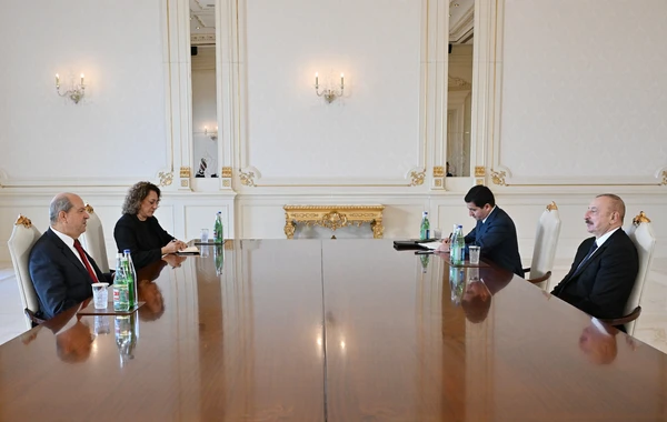 Prezident İlham Əliyev Şimali Kiprin Prezidentini qəbul edib - FOTO