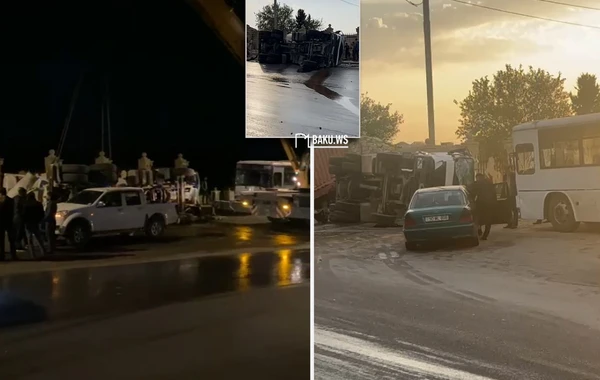 Abşeronda dəhşətli qəza: "BMW" ilə betonqarışdıran maşın toqquşdu - VIDEO