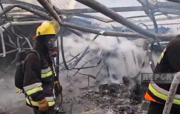 Şərur şəhərində ticarət mərkəzində yanğın olub - FOTO/VİDEO