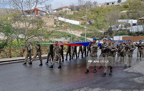 Laçın şəhərində Zəfər Günü ilə bağlı yürüş keçirilib - FOTO