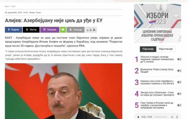 Prezident İlham Əliyevin “Qarabağ: 30 ildən sonra evə dönüş. Nailiyyətlər və çətinliklər” Forumunda səsləndirdiyi fikirlər dünya mediasının diqqət mərkəzində qalmaqdadır - FOTO