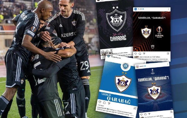 Azərbaycanın peşəkar futbol klubları "Qarabağ"ın tarixi uğurunu belə təbrik etdilər - FOTO