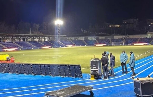 Xankəndi stadionu işıqlandırıldı, lövhələr quraşdırıldı - FOTO