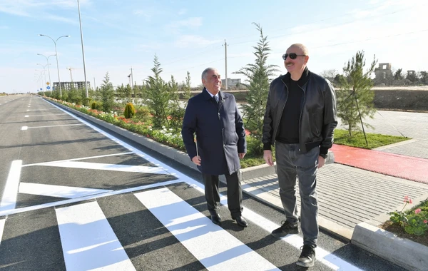 İlham Əliyev Ağdam şəhərinin daxili yollarında aparılan işlərlə tanış olub - FOTO