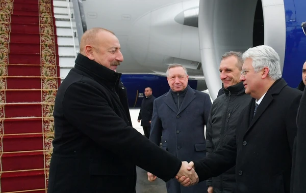 Президент Ильхам Алиев отправился с рабочим визитом в город Санкт-Петербург - ФОТО