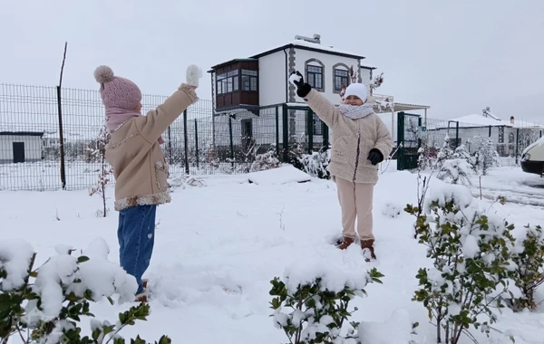 Ağalıda uşaqların qar sevinci - FOTO