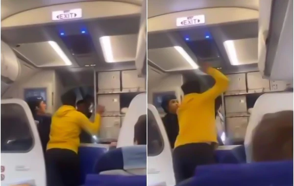 Uçuş gecikdiyi üçün sərnişin pilota hücum etdi - ANBAAN VİDEO
