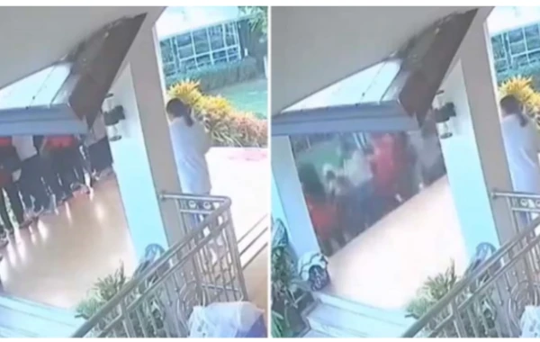 Selfi çəkdirən 13 qadının dayandığı eyvan çökdü - FOTO/VİDEO