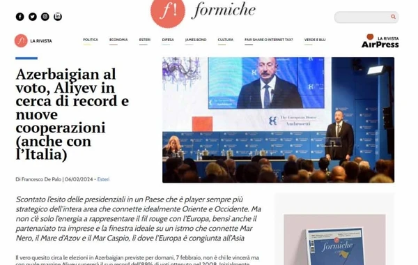 İtaliya qəzeti Azərbaycanda seçkiyə hazırlıq prosesindən yazıb