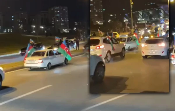 Paytaxt küçələrində Prezident İlham Əliyevin qələbəsi qeyd olunur - VİDEO