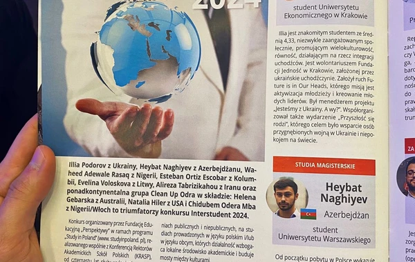 Azərbaycanlı gənc Polşada "İlin Ən Yaxşı Xarici Tələbəsi" oldu - FOTO