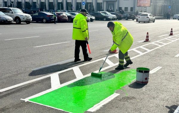Bakının daha bir küçəsində velosiped yolları salınır - FOTO