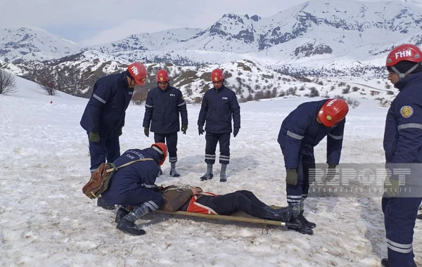 Naxçıvanda qar uçqunlarının nəticələrinin aradan qaldırılması ilə bağlı təlim keçirilib - FOTO