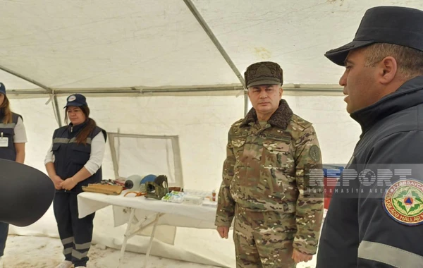 Naxçıvanda qar uçqunlarının nəticələrinin aradan qaldırılması ilə bağlı təlim keçirilib - FOTO