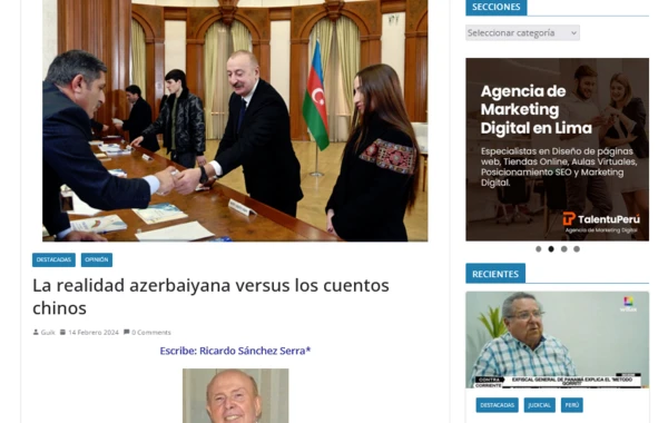Perunun nüfuzlu nəşrində “Azərbaycanın reallıqları uydurmalara qarşı” başlıqlı məqalə dərc edilib - FOTO