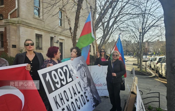 Ermənistan səfirliyi qarşısında “Xocalıya Ədalət” aksiyası keçirilib - FOTO