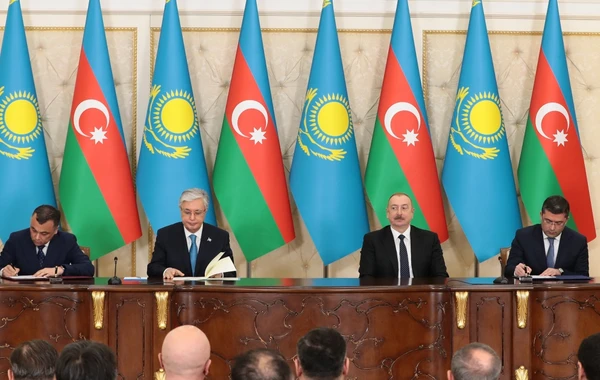 Azərbaycan-Qazaxıstan sənədlərinin imzalanması mərasimi olub - YENİLƏNİB - FOTO