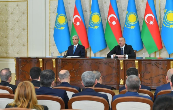 İlham Əliyev və Kasım-Jomart Tokayev mətbuata bəyanatlarla çıxış ediblər - YENİLƏNİB - FOTO