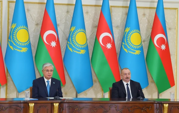 İlham Əliyev və Kasım-Jomart Tokayev mətbuata bəyanatlarla çıxış ediblər - YENİLƏNİB - FOTO